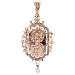 French, 19th Century, Fine Pearl 18 Karat Rose Gold Brooch Pendant