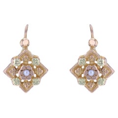 French 19th Century Fine Pearl 18 Karat Rose Gold Lever Back Earrings