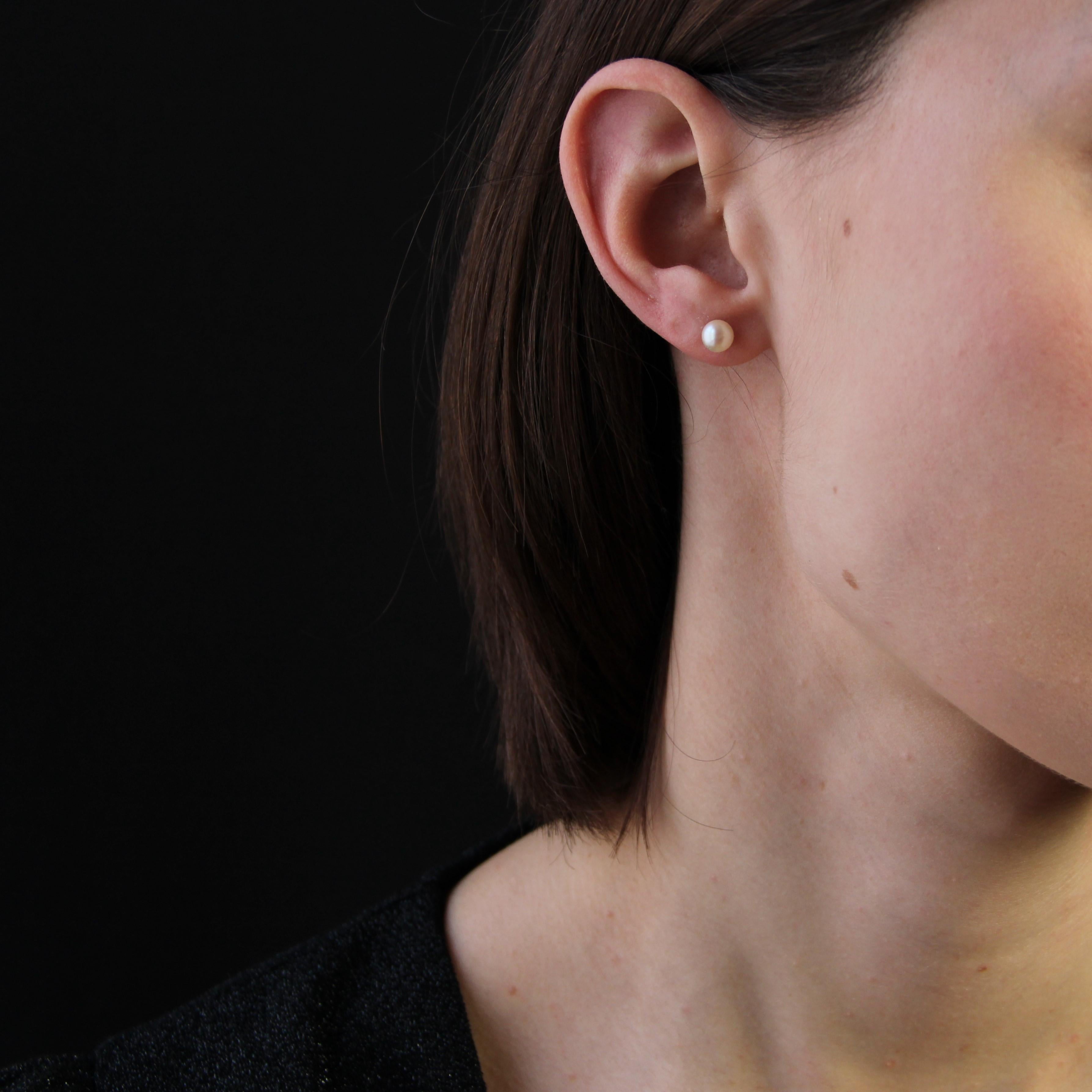Boucles d'oreilles amovibles en or rose 18 carats avec perles fines du 19ème siècle Pour femmes en vente