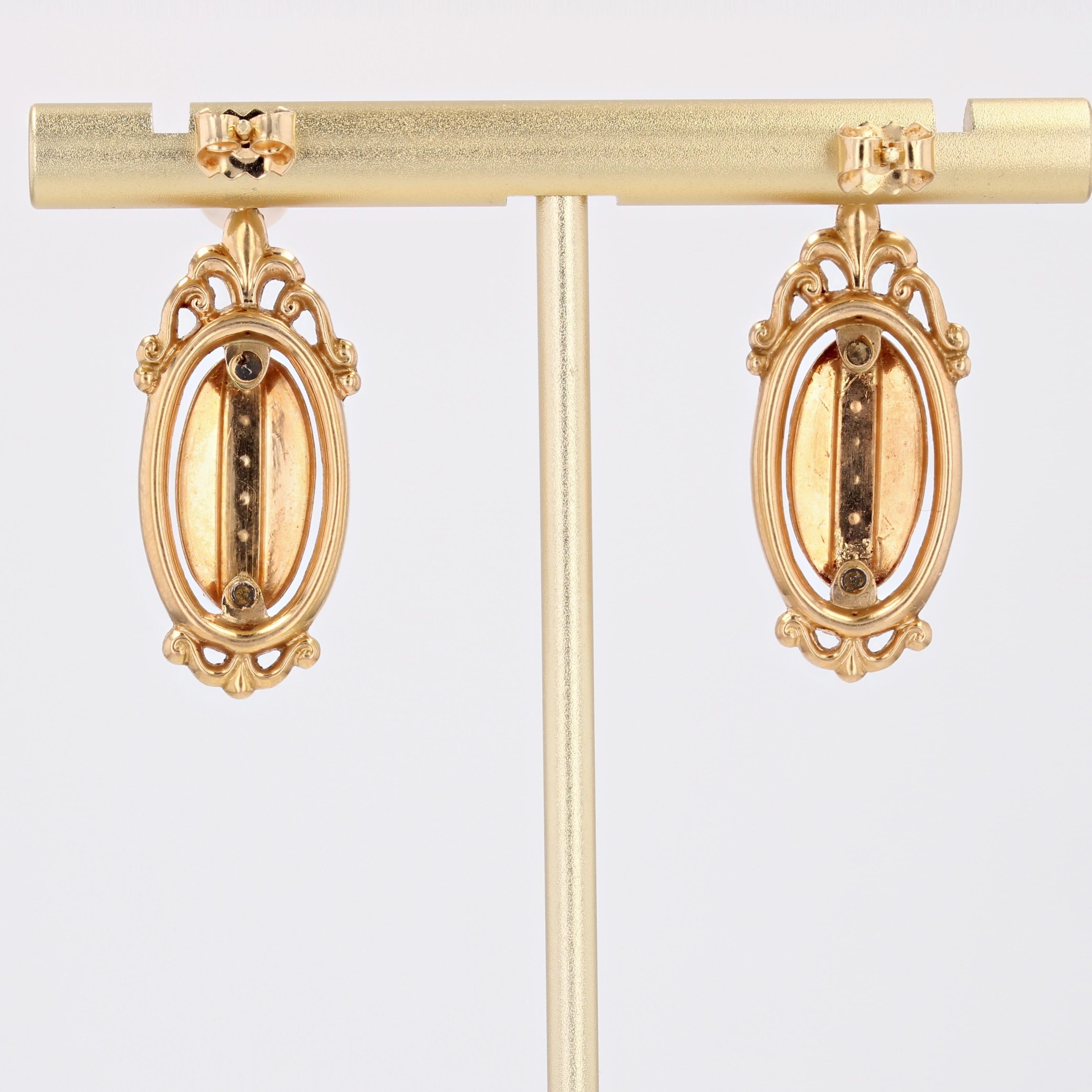 French 19th Century Fine Pearl 18 Karat Rose Gold Stud Removable Dangle Earrings For Sale 3