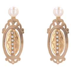 Boucles d'oreilles amovibles en or rose 18 carats avec perles fines du 19ème siècle