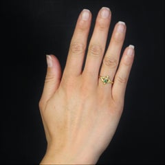 French 19th Century Fine Pearl Emerald 18 Karat Rose and Green Gold Ring
