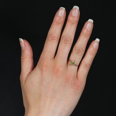 French 19th Century Fine Pearl Emerald 18 Karat Rose Gold Ring
