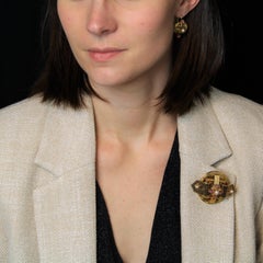 French, 19th Century, Fine Pearl Ruby Black Enamel Napoleon 3 Set