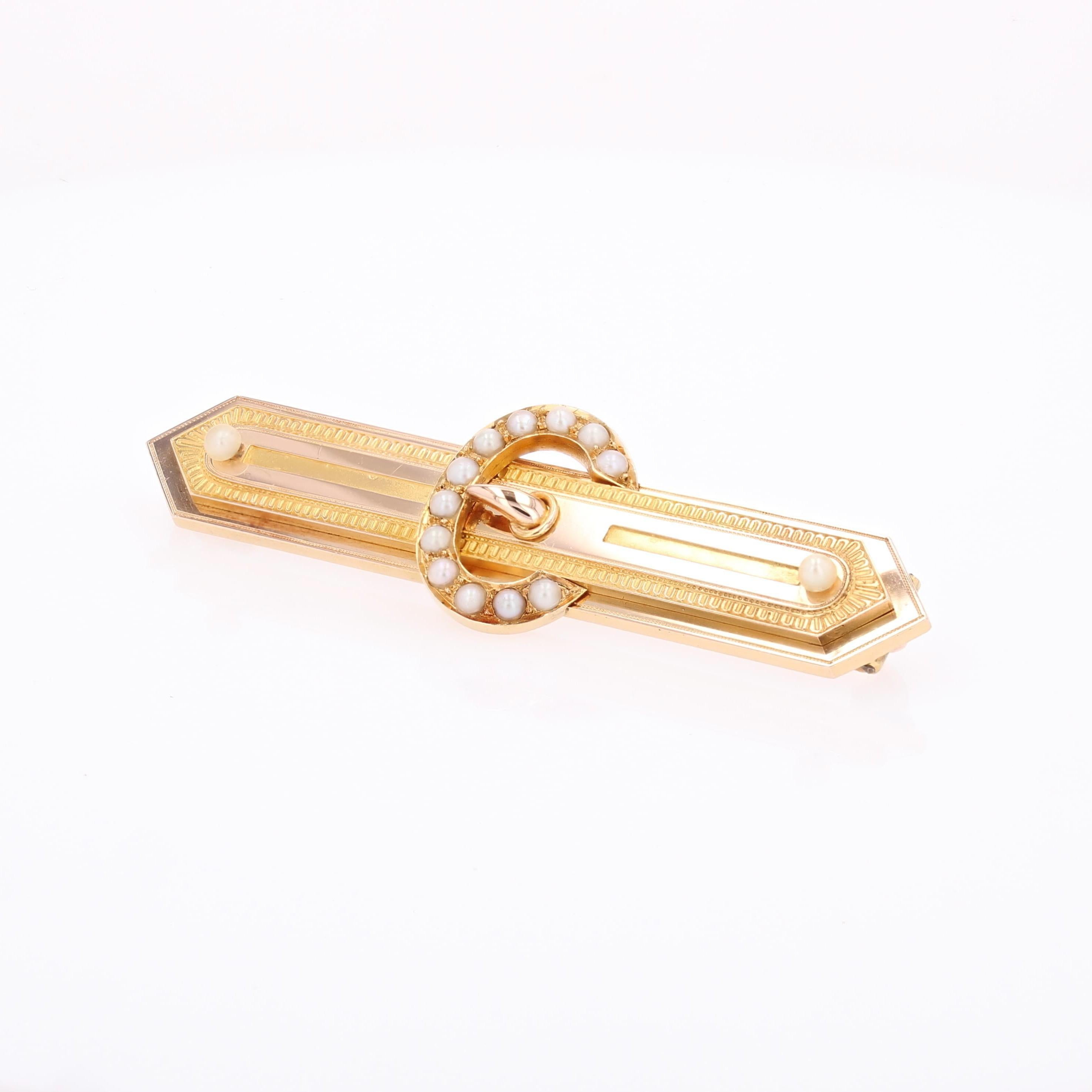 French 19th Century Fine Pearls 18 Karat Rose Gold Belt Brooch In Excellent Condition For Sale In Poitiers, FR