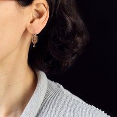 French 19th Century Fine Pearls 18 Karat Rose Gold Poissardes Hoop Earrings