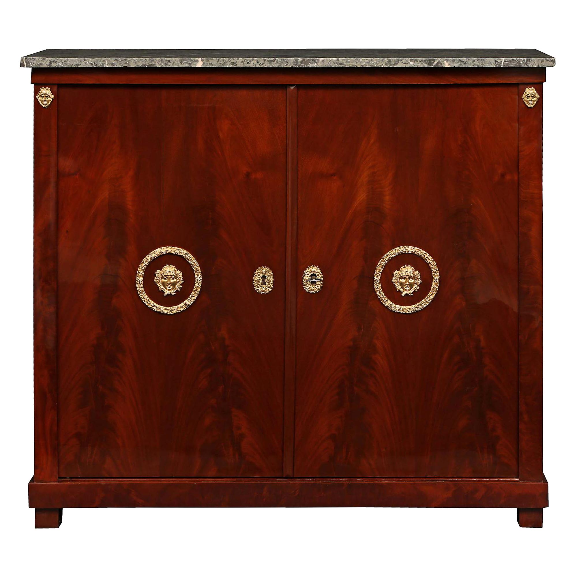 French 19th Century First Empire Period Flamed Mahogany Cabinet For Sale