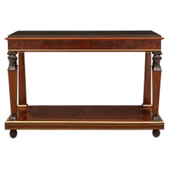Used French 19th Century First Empire Period Mahogany, Brass and Marble Console