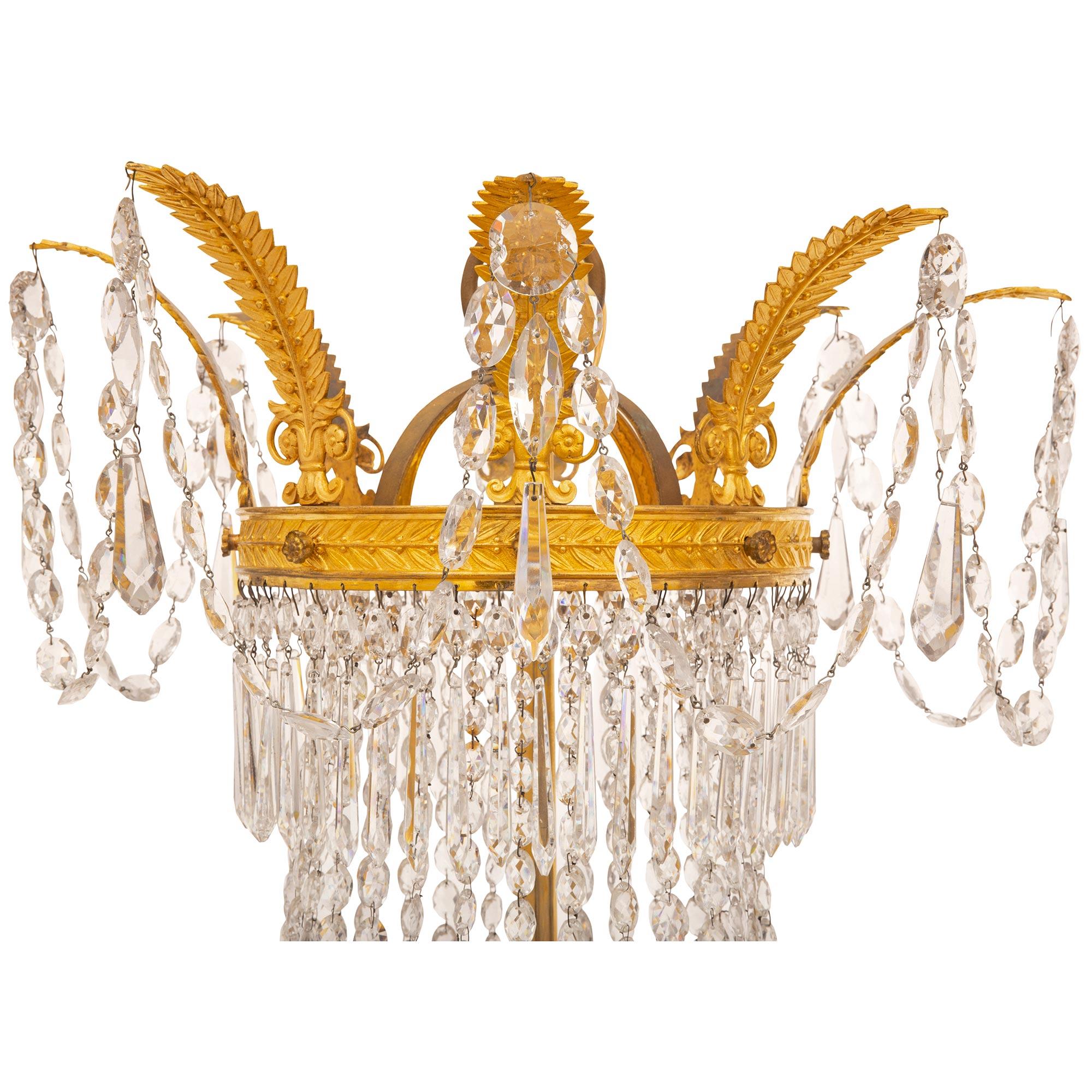 French 19th Century First Empire Period Ormolu and Crystal Chandelier For Sale 1