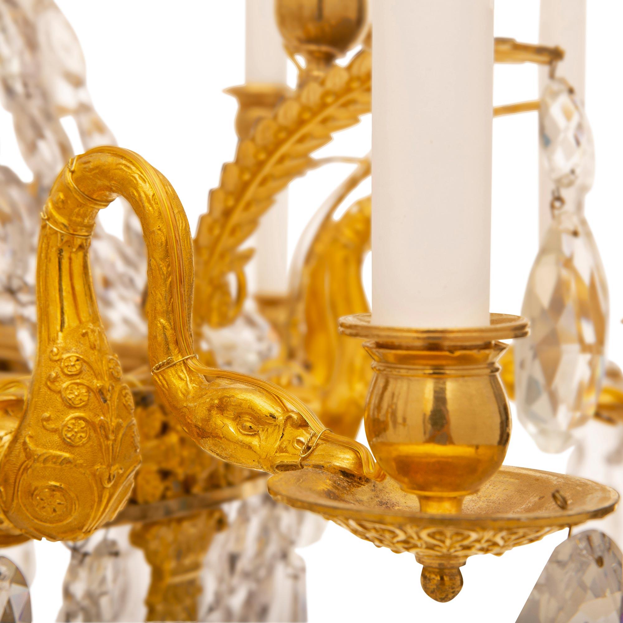 French 19th Century First Empire Period Ormolu and Crystal Chandelier For Sale 2