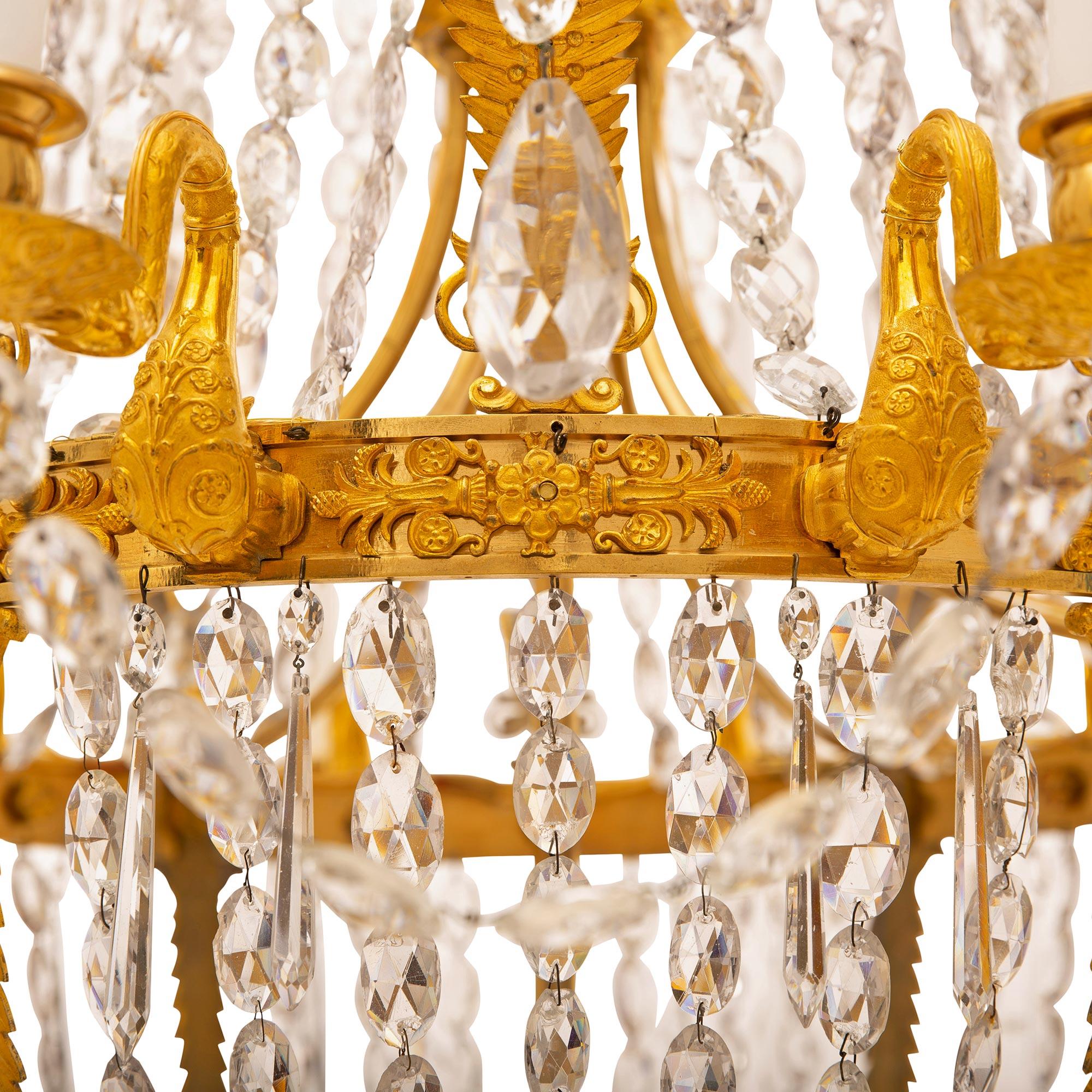 French 19th Century First Empire Period Ormolu and Crystal Chandelier For Sale 3