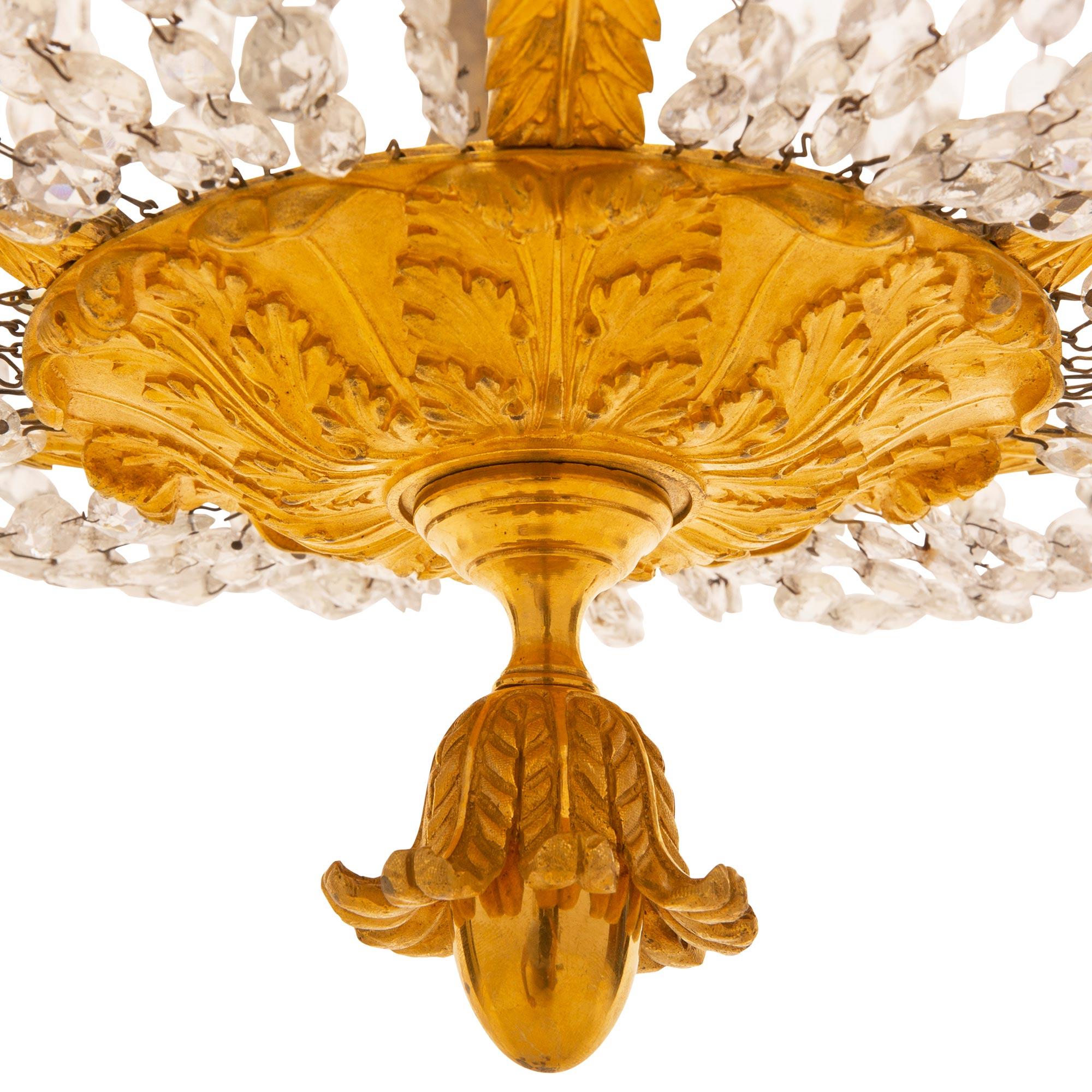 French 19th Century First Empire Period Ormolu and Crystal Chandelier For Sale 4