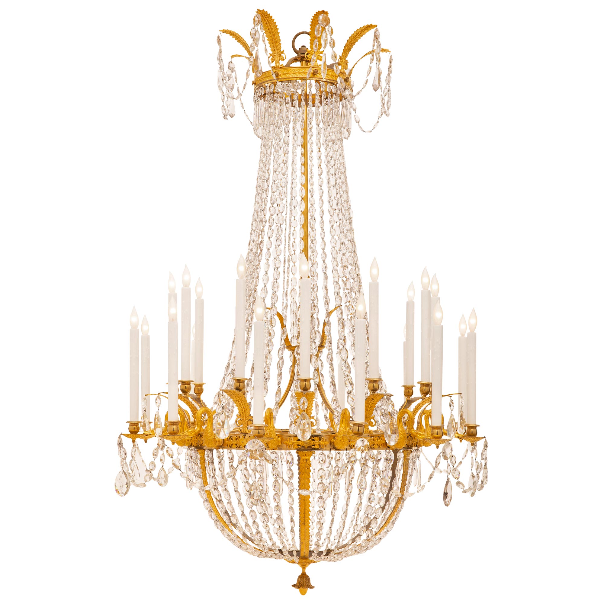 French 19th Century First Empire Period Ormolu and Crystal Chandelier For Sale