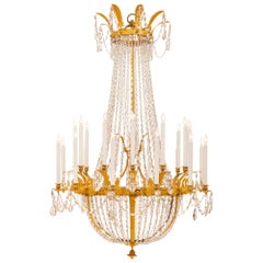French 19th Century First Empire Period Ormolu and Crystal Chandelier