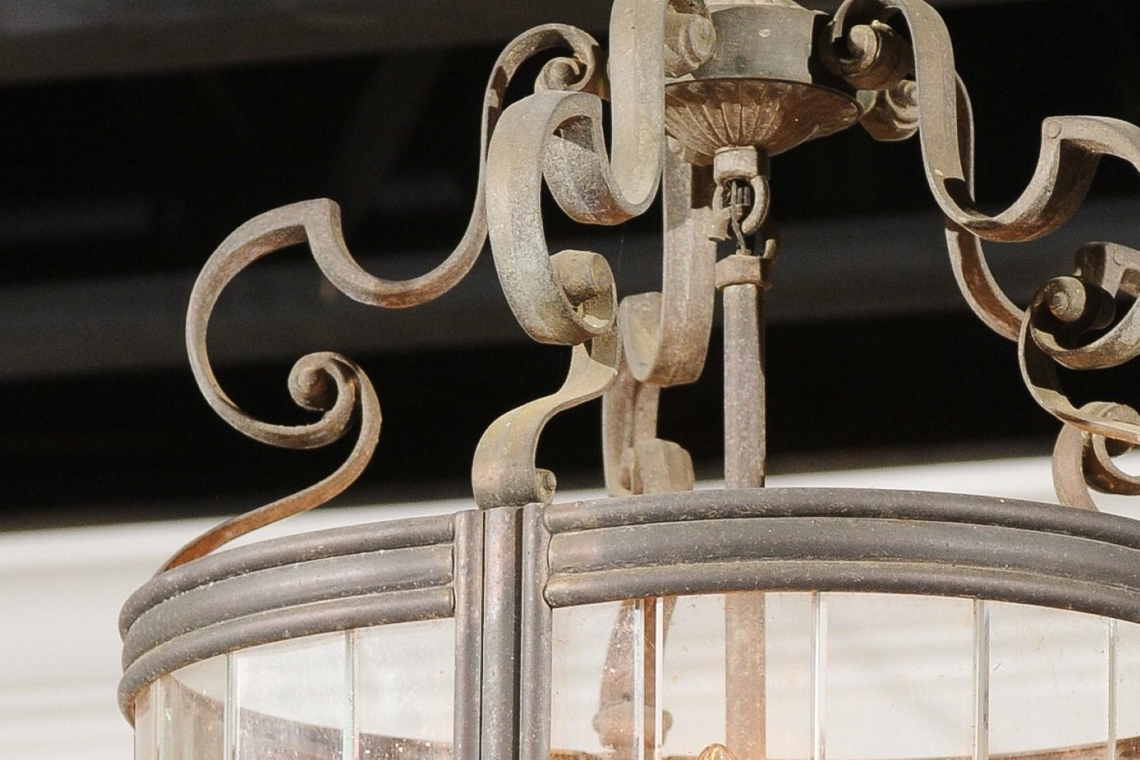 French 19th Century Five-Light Iron and Glass Lantern with Scrolling Accents 5