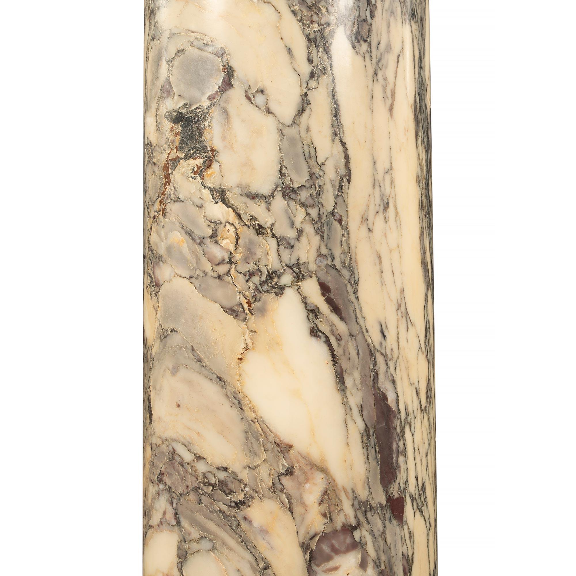 French 19th Century Fleur De Pêcher Marble and Ormolu Columns, Signed Sormani For Sale 3