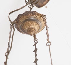 French 19th Century Floral Milk Glass Six-Light Chandelier