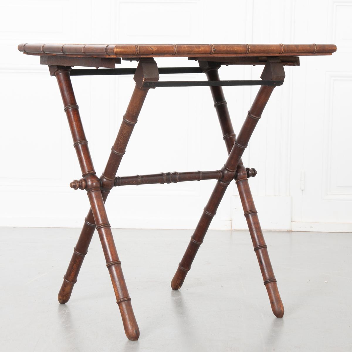 French 19th Century Folding Faux Bamboo Table 1