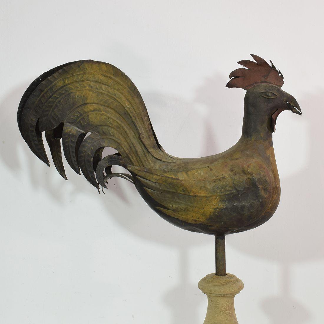French 19th Century Folk Art Iron Rooster or Cockerel Weathervane For Sale 4