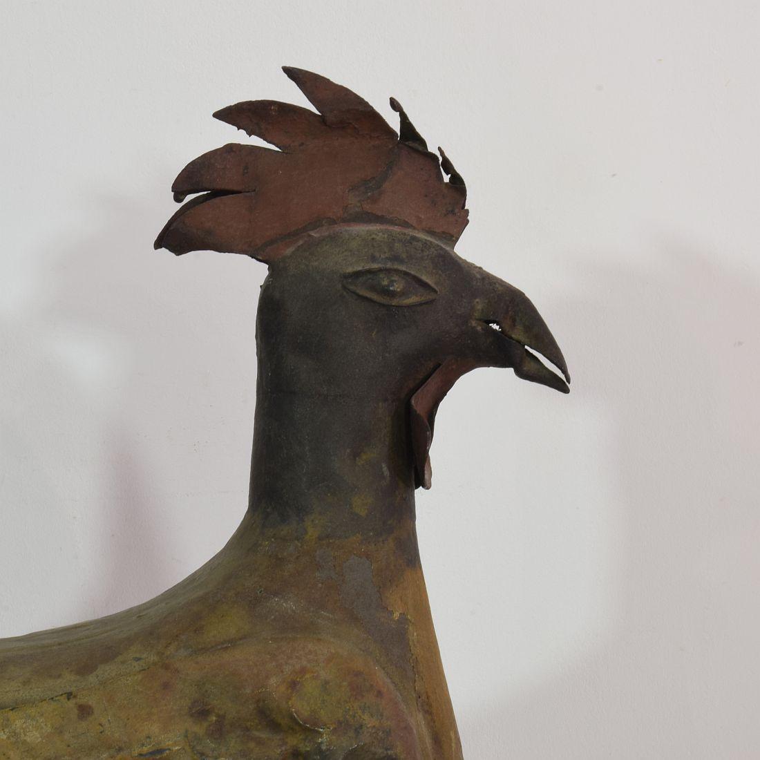 French 19th Century Folk Art Iron Rooster or Cockerel Weathervane For Sale 11