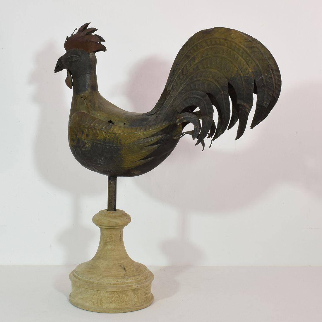 XIXe siècle Girouette en fer de coq ou de coq de bruyère, art populaire français du 19e siècle en vente
