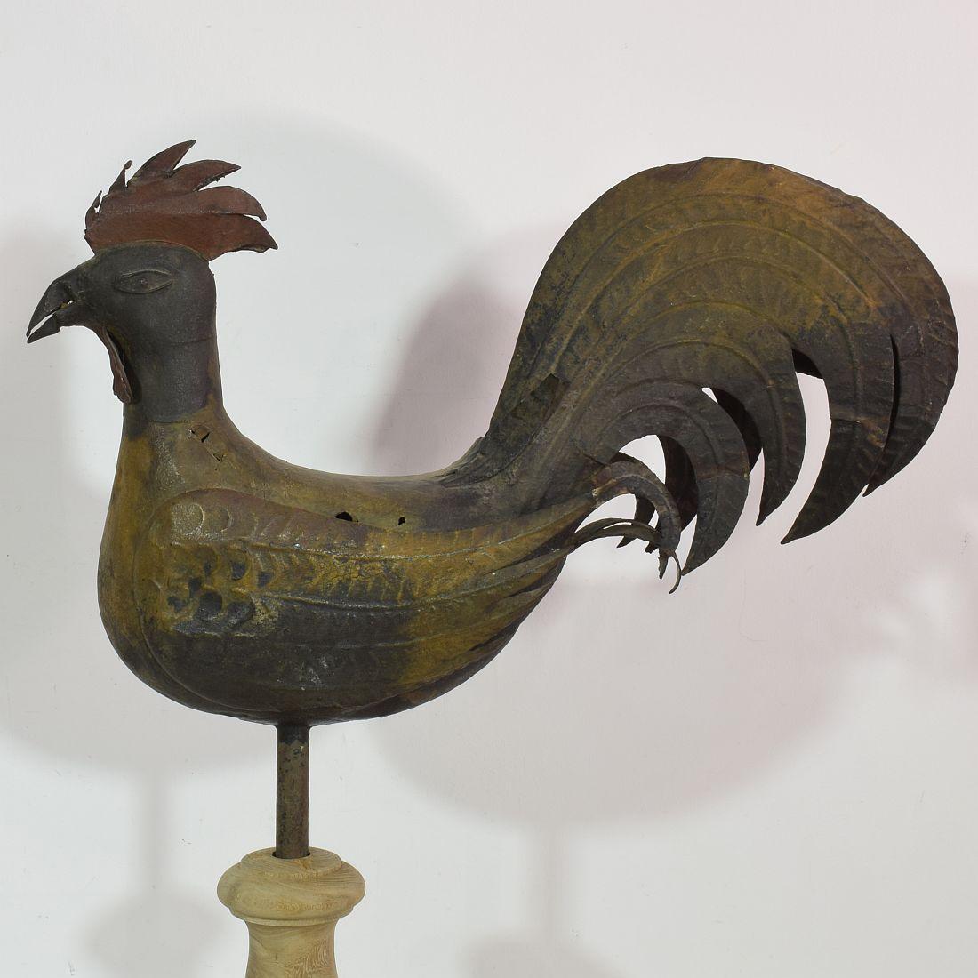 French 19th Century Folk Art Iron Rooster or Cockerel Weathervane For Sale 2