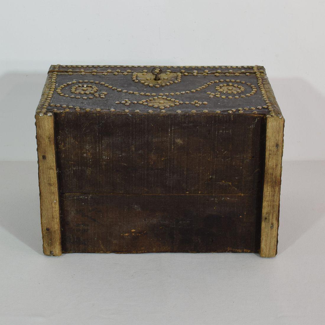 French 19th Century Folk Art Leather Box For Sale 11