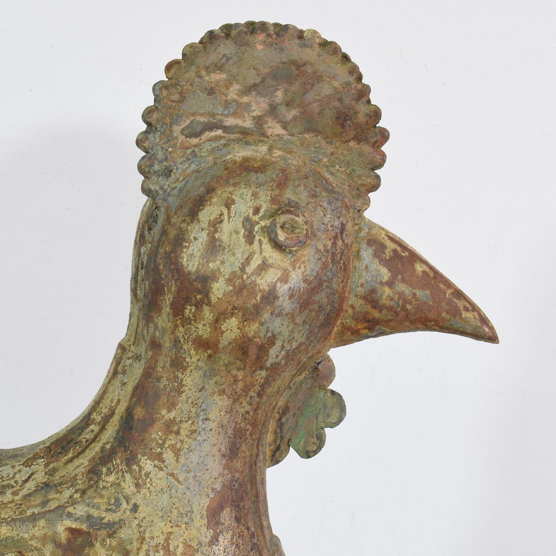French 19th Century Folk Art Metal Rooster or Cockerel Weathervane For Sale 9