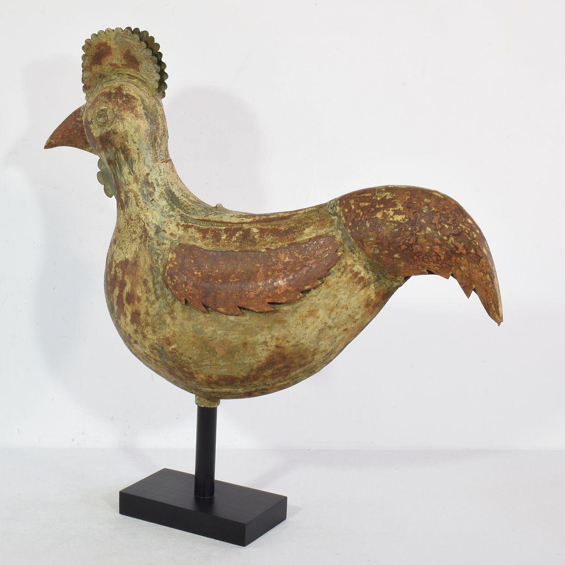 Hand-Crafted French 19th Century Folk Art Metal Rooster or Cockerel Weathervane For Sale