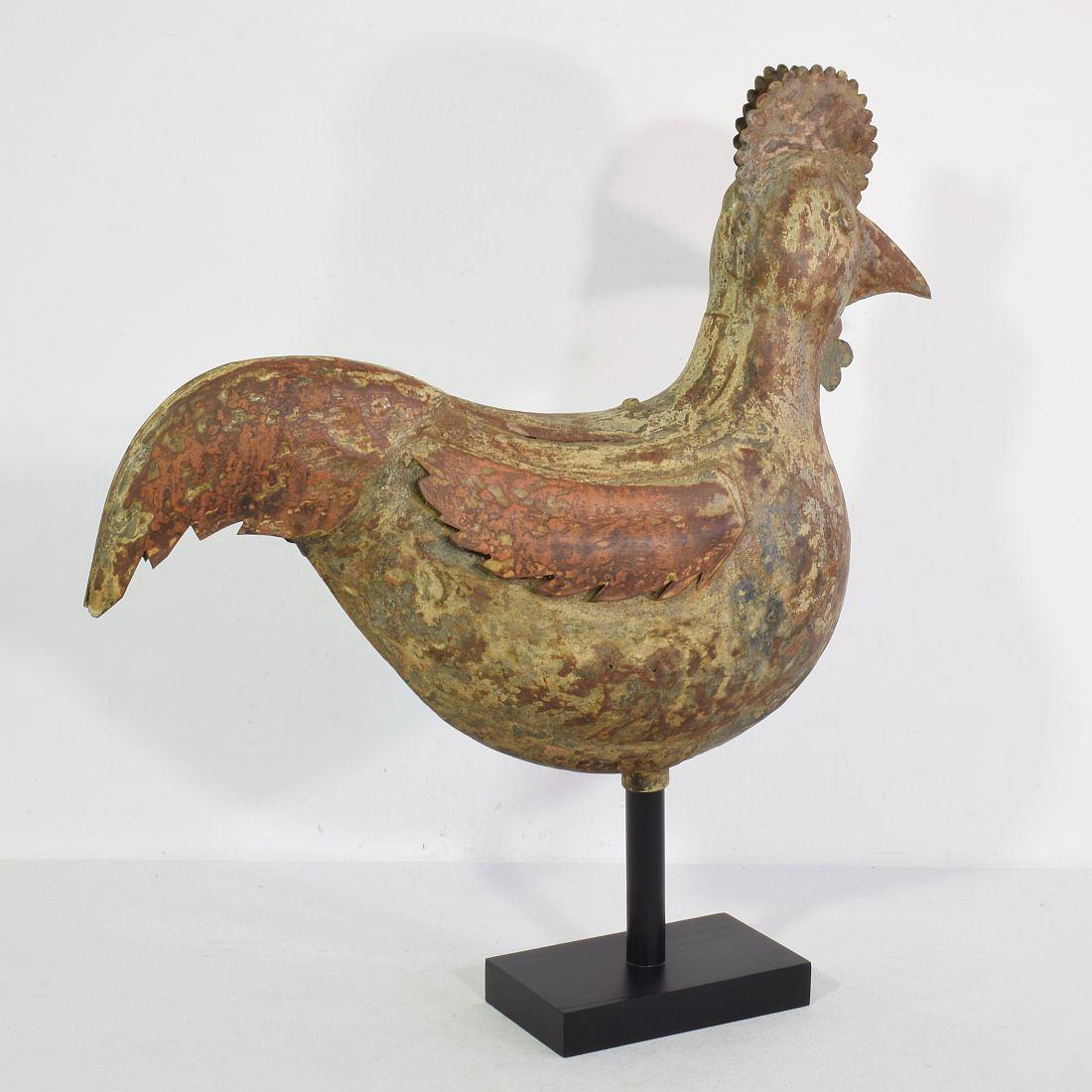 French 19th Century Folk Art Metal Rooster or Cockerel Weathervane For Sale 1