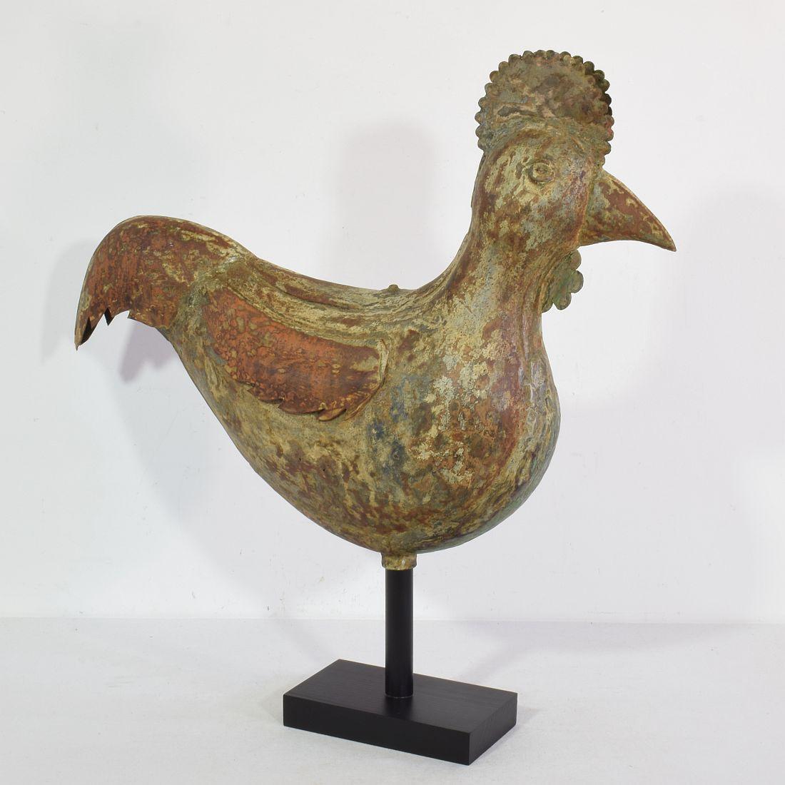 French 19th Century Folk Art Metal Rooster or Cockerel Weathervane For Sale 2
