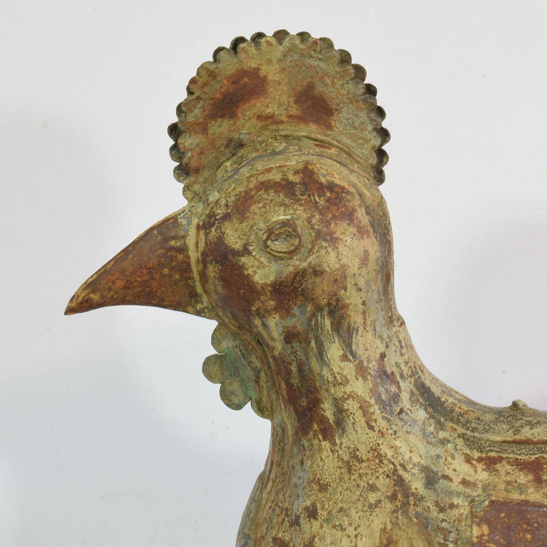 French 19th Century Folk Art Metal Rooster or Cockerel Weathervane For Sale 4