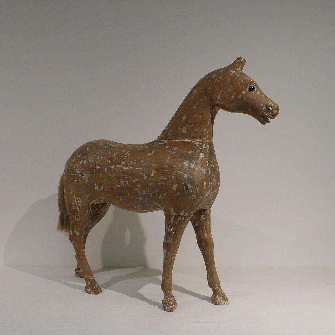 French 19th Century Folk Art Wooden Horse 1