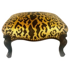French 19th Century Foot Stool In Leopard Scalamandré