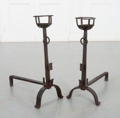 French 19th Century Forged Iron Andirons