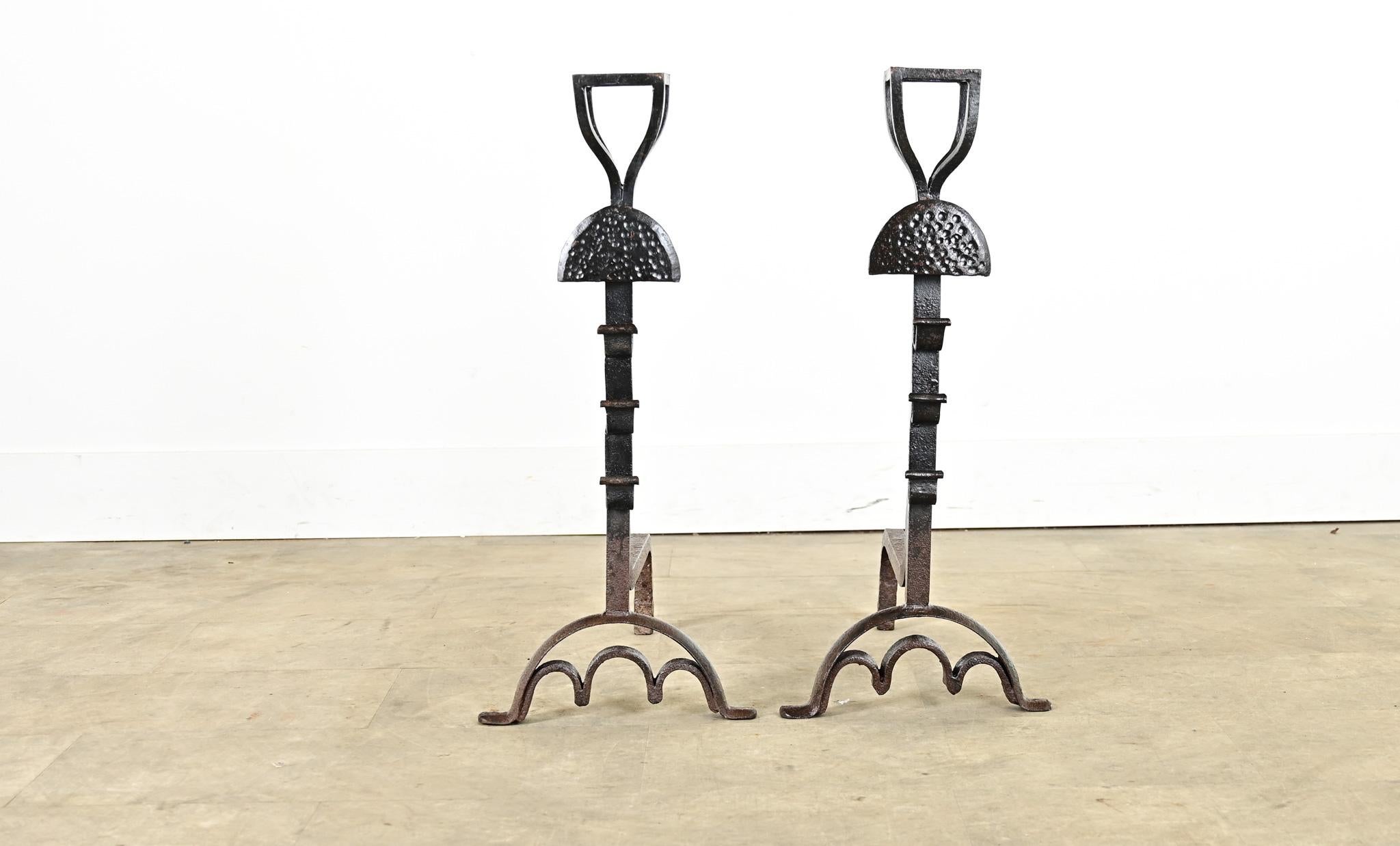French 19th Century Forged Iron Andirons In Good Condition For Sale In Baton Rouge, LA