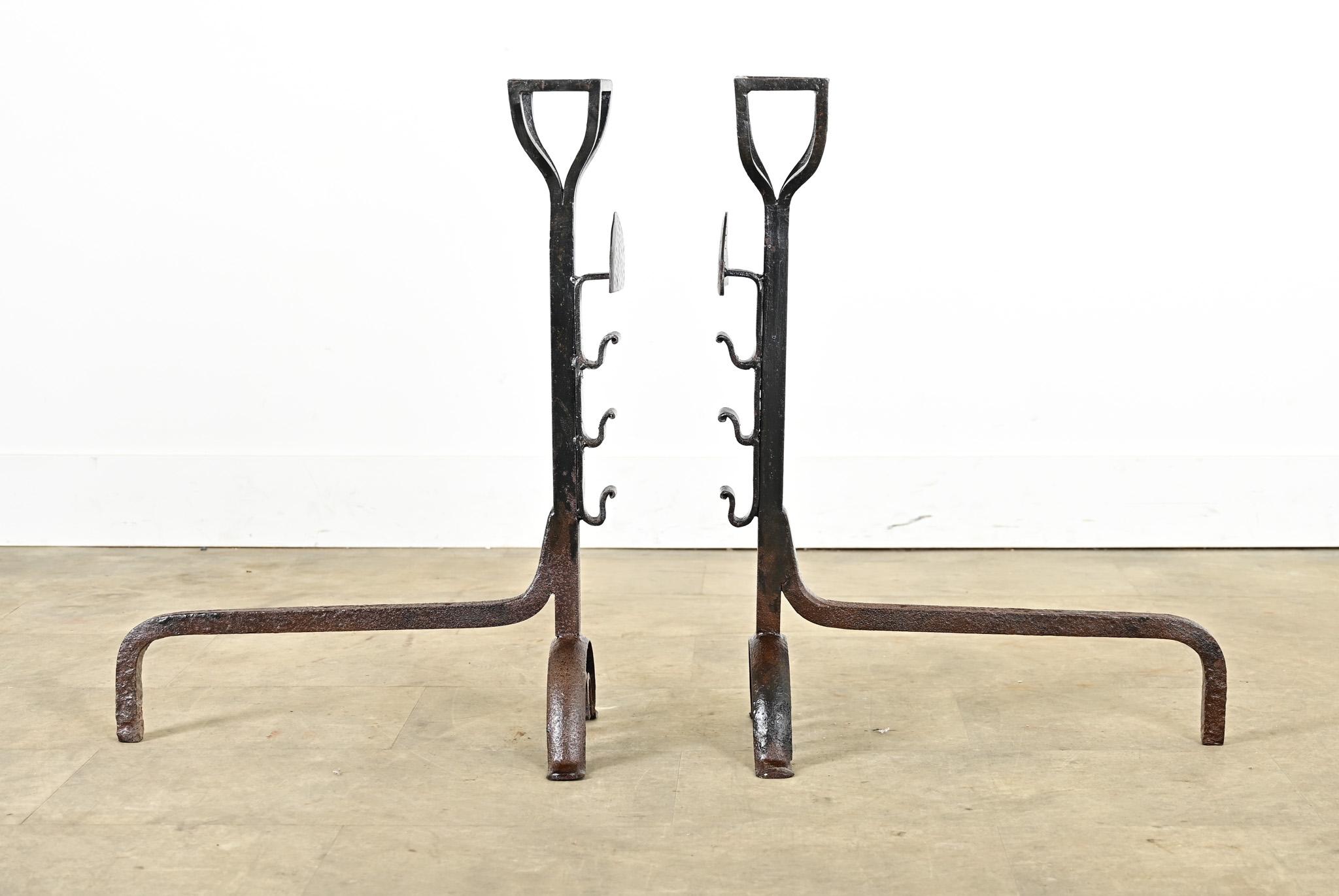 French 19th Century Forged Iron Andirons For Sale 1