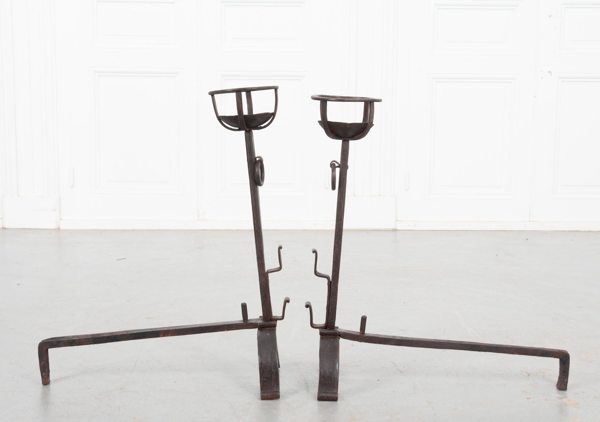 French 19th Century Forged Iron Andirons 2