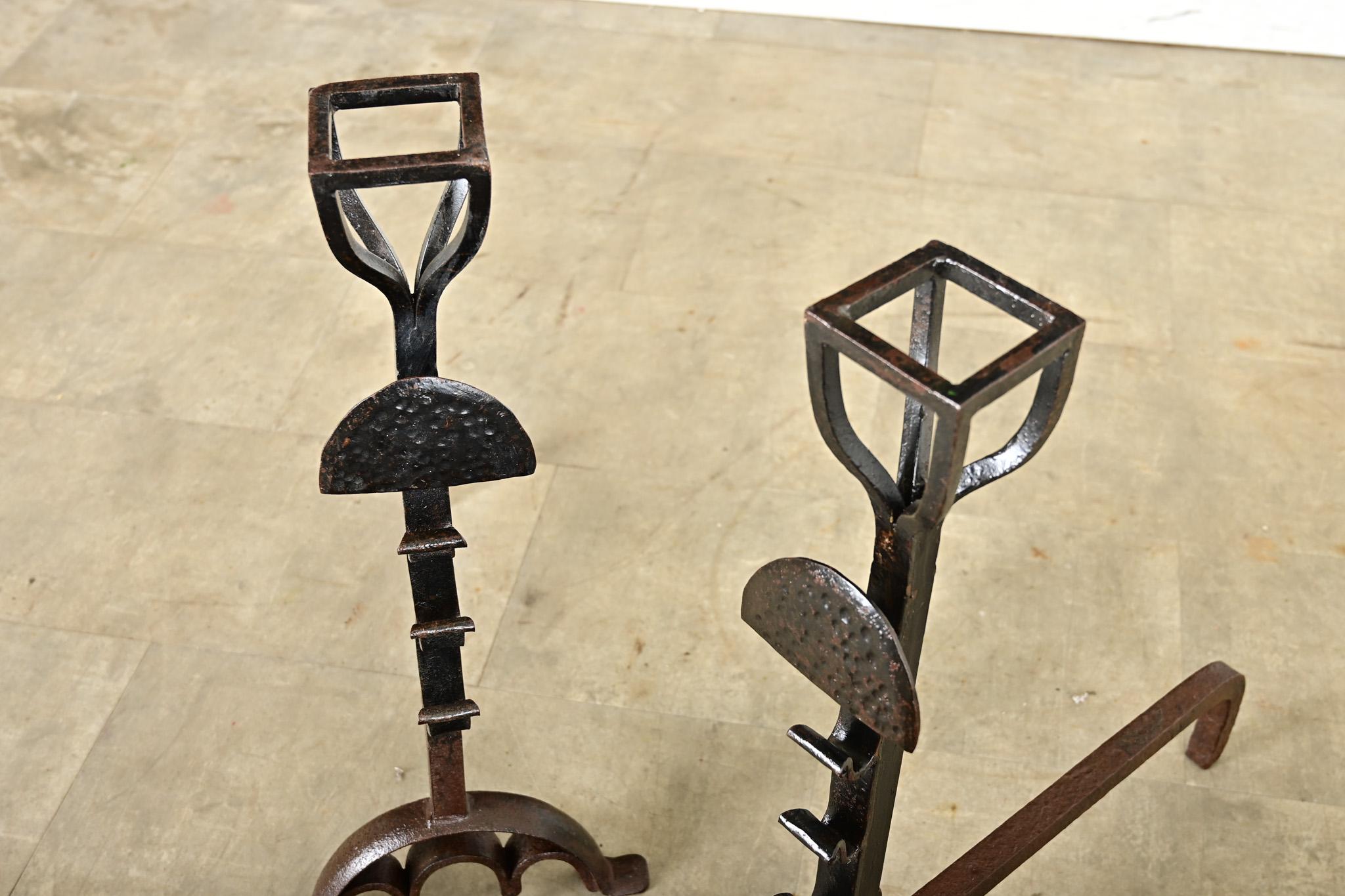 French 19th Century Forged Iron Andirons For Sale 2