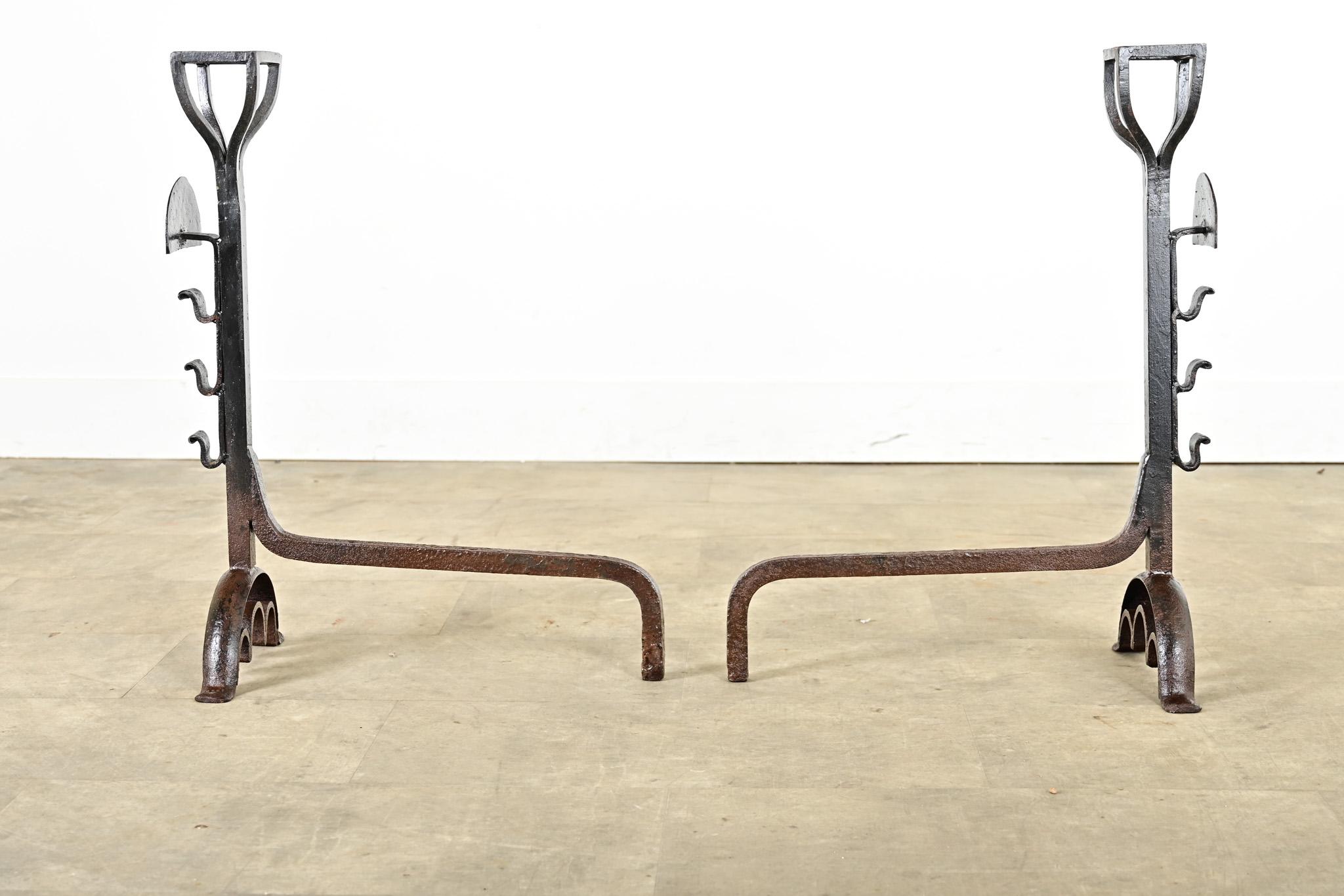 French 19th Century Forged Iron Andirons For Sale 3