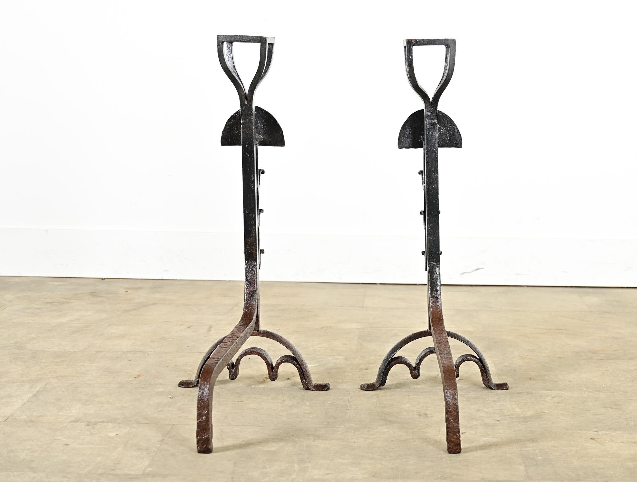 French 19th Century Forged Iron Andirons For Sale 4