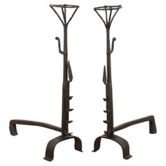 French 19th Century Forged Iron Andirons