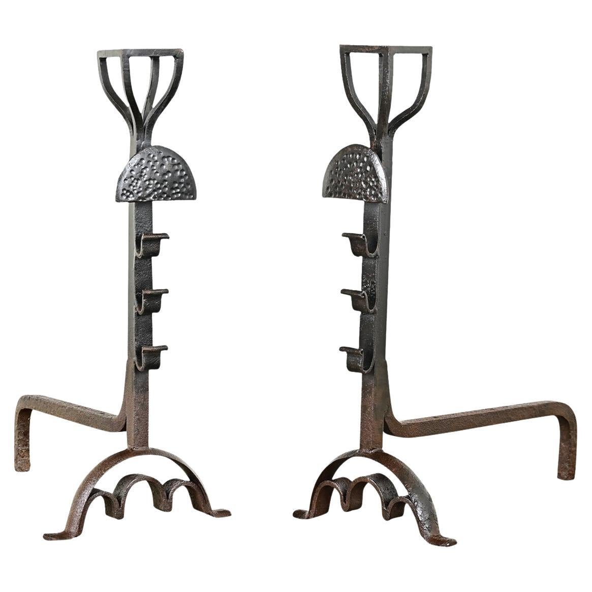 French 19th Century Forged Iron Andirons