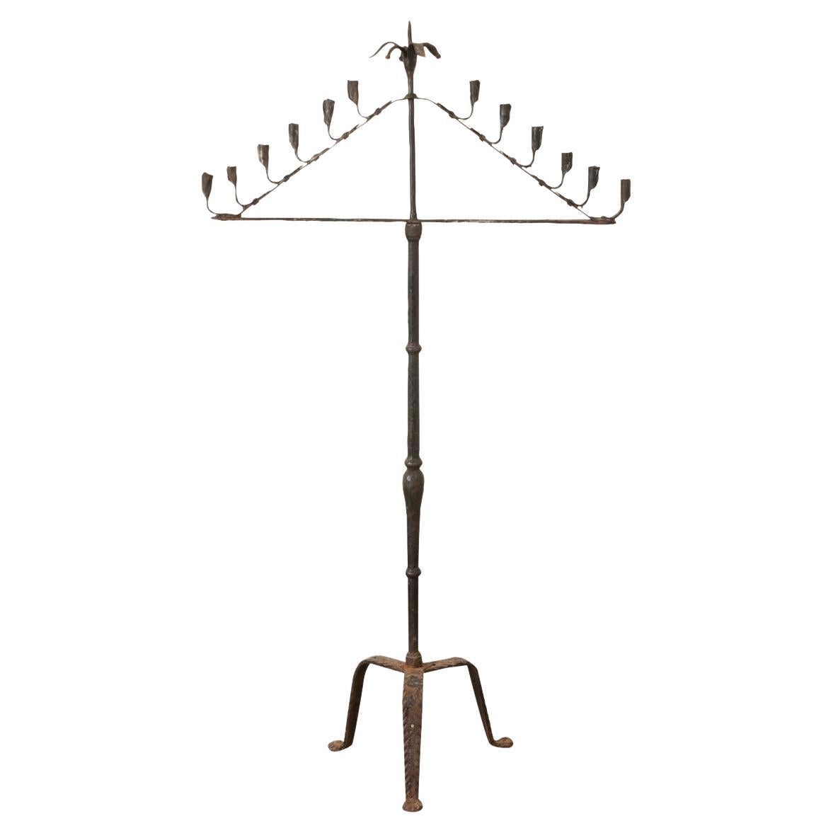 French 19th Century Forged Iron Candelabra For Sale