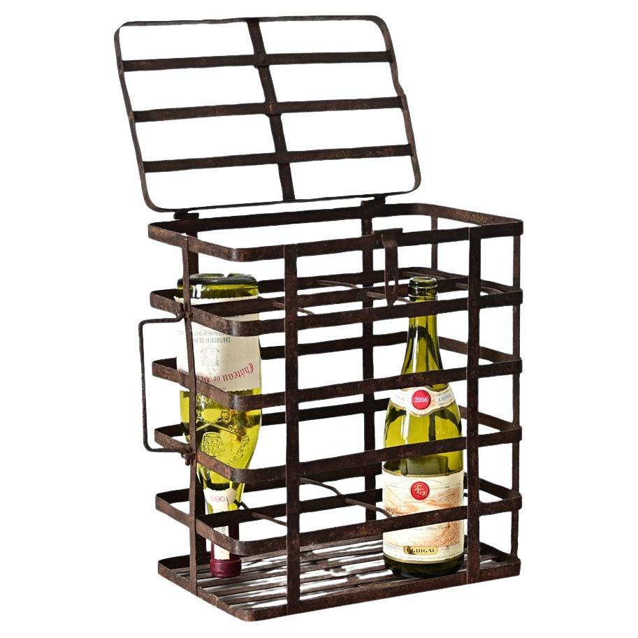 Portabottiglie francese in ferro forgiato del XIX secolo