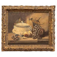 Antique French 19th Century Framed and Signed Oil on Canvas Still-Life Painting