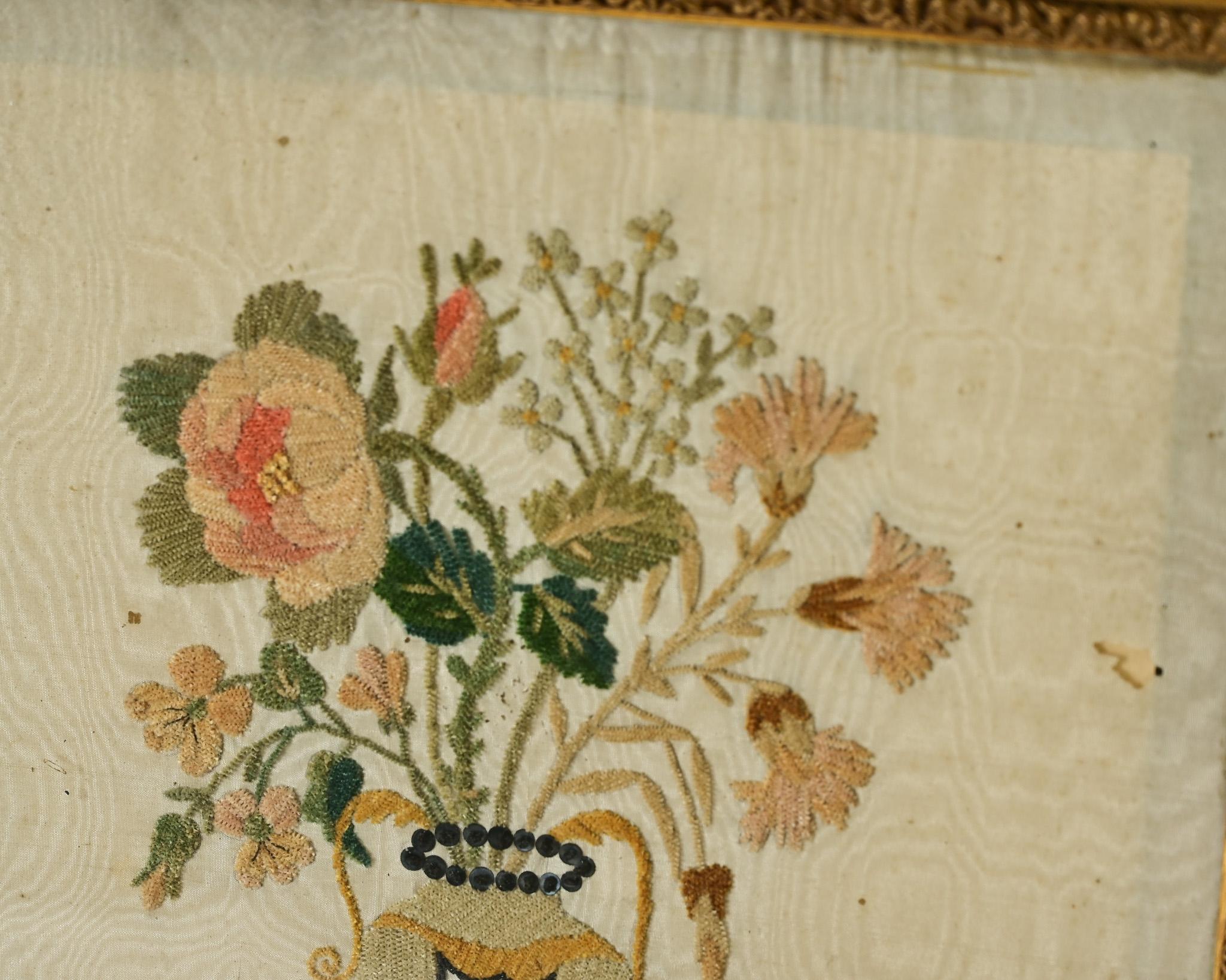 French 19th Century Framed Embroidery Sample In Good Condition In Baton Rouge, LA