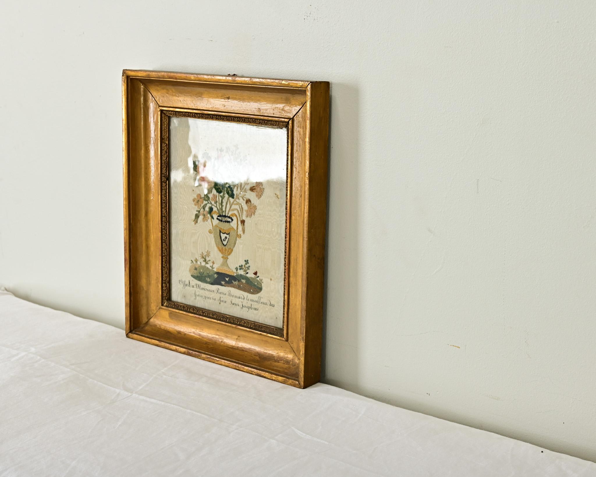 French 19th Century Framed Embroidery Sample 1