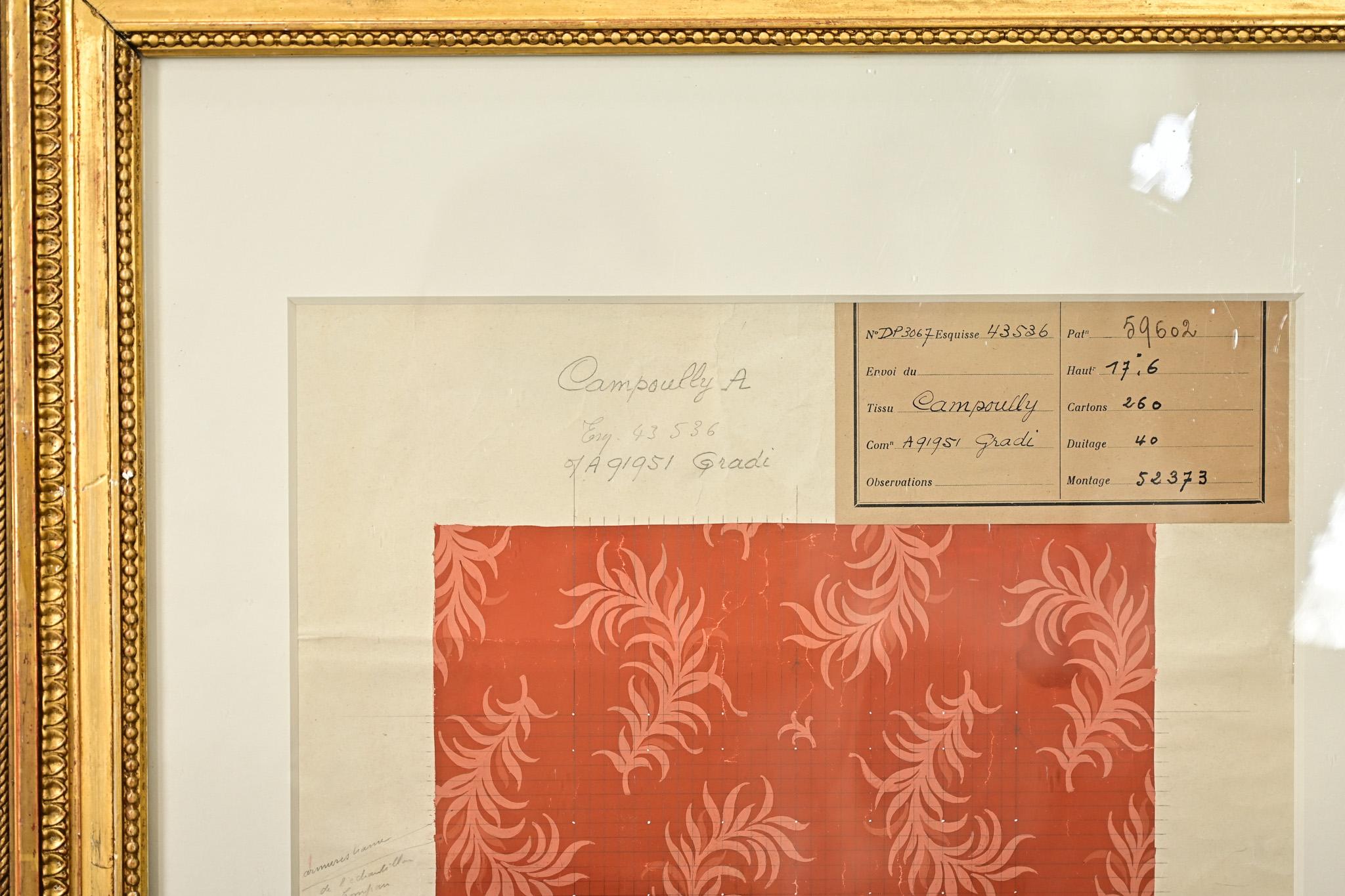 Other French 19th Century Framed Fabric Strike Off For Sale