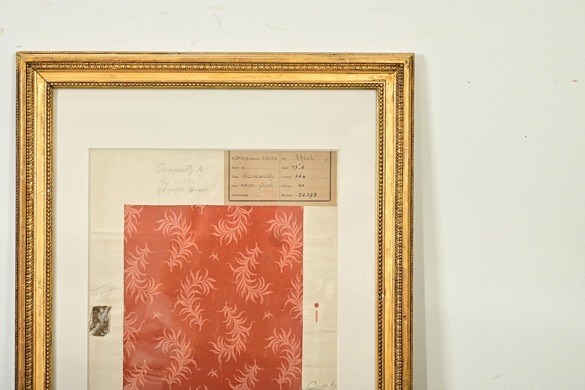 French 19th Century Framed Fabric Strike Off In Good Condition For Sale In Baton Rouge, LA